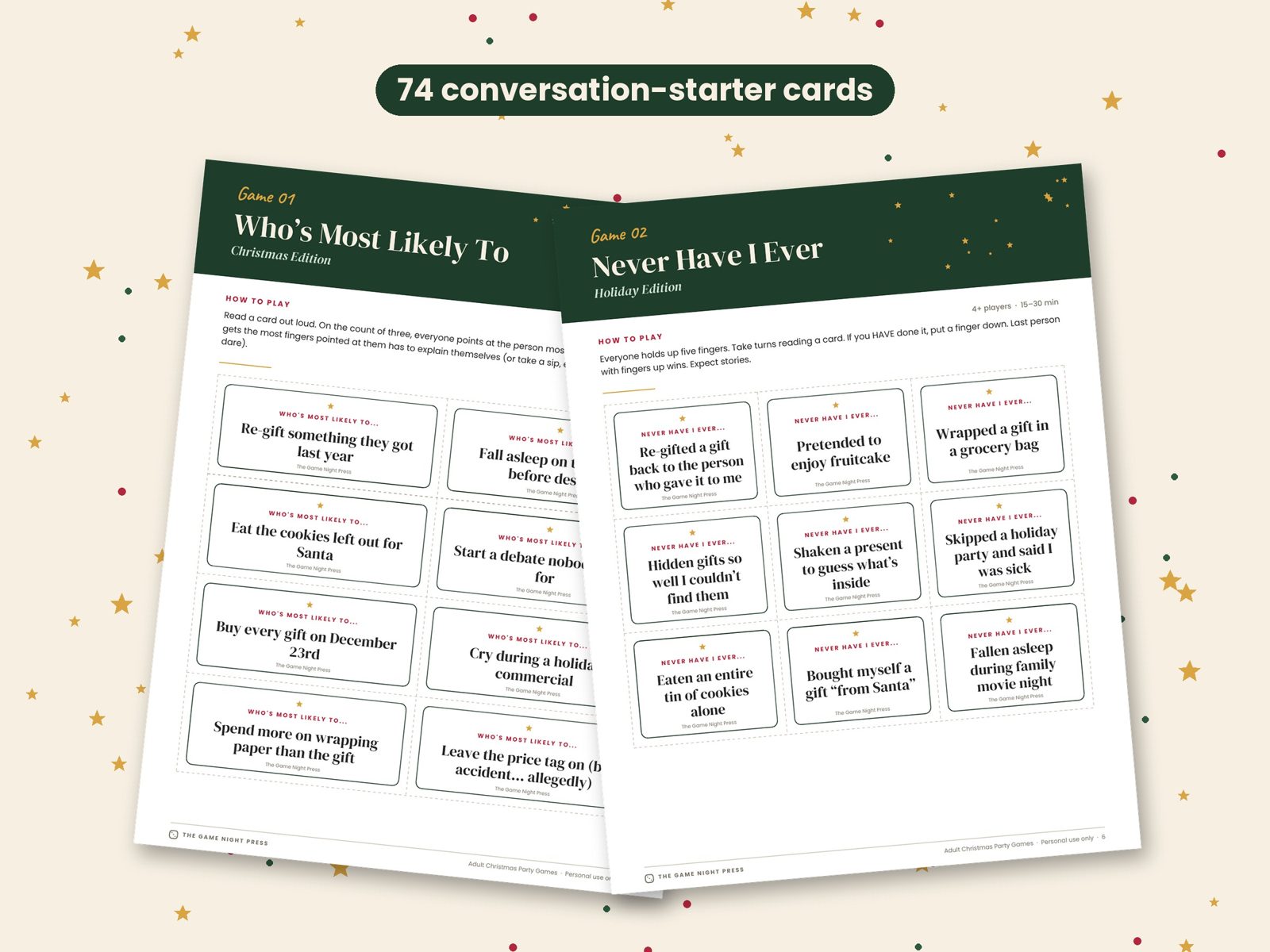 Most Likely To and Never Have I Ever printable pages