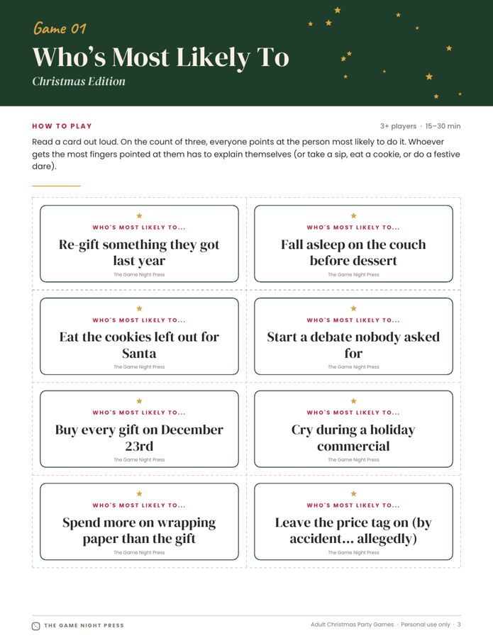 Who's Most Likely To cards