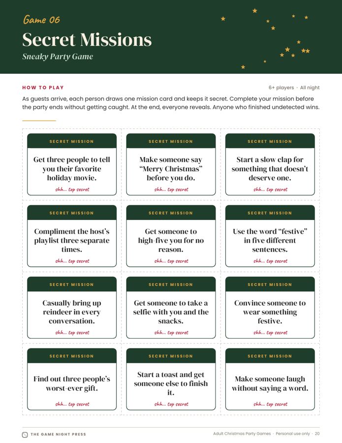 Secret Mission cards